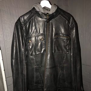 EMPRA Leather Jacket w/ Grey Hood